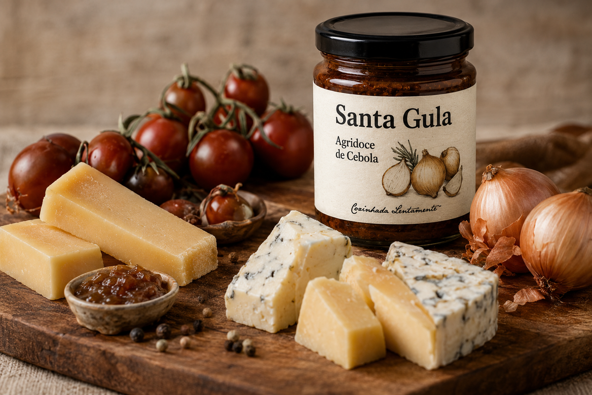 Tábua de queijos com Agridoce de Cebola Santa Gula